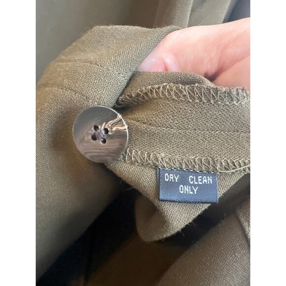 Company by Ellen Tracy Wool Blend Army/ Olive Green Collar Button Down Top - Picture 6 of 11